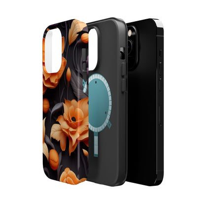 Bold Orange Floral MagSafe iPhone Case – 3D Flower Design with Wireless Charging - BOGO Cases