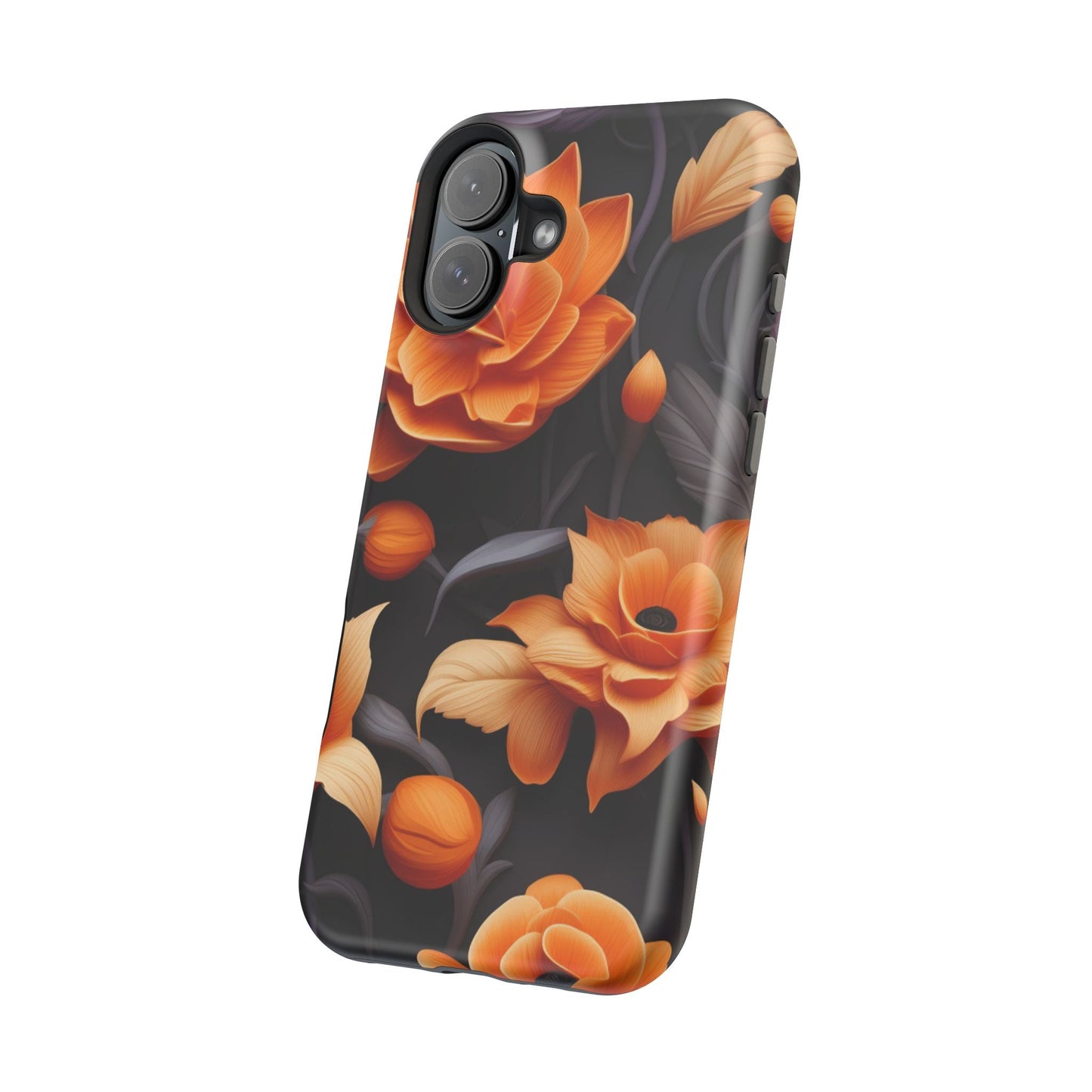 Bold Orange Floral MagSafe iPhone Case – 3D Flower Design with Wireless Charging - BOGO Cases