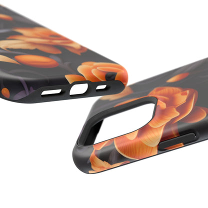 Bold Orange Floral MagSafe iPhone Case – 3D Flower Design with Wireless Charging - BOGO Cases