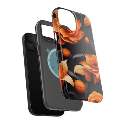 Bold Orange Floral MagSafe iPhone Case – 3D Flower Design with Wireless Charging - BOGO Cases