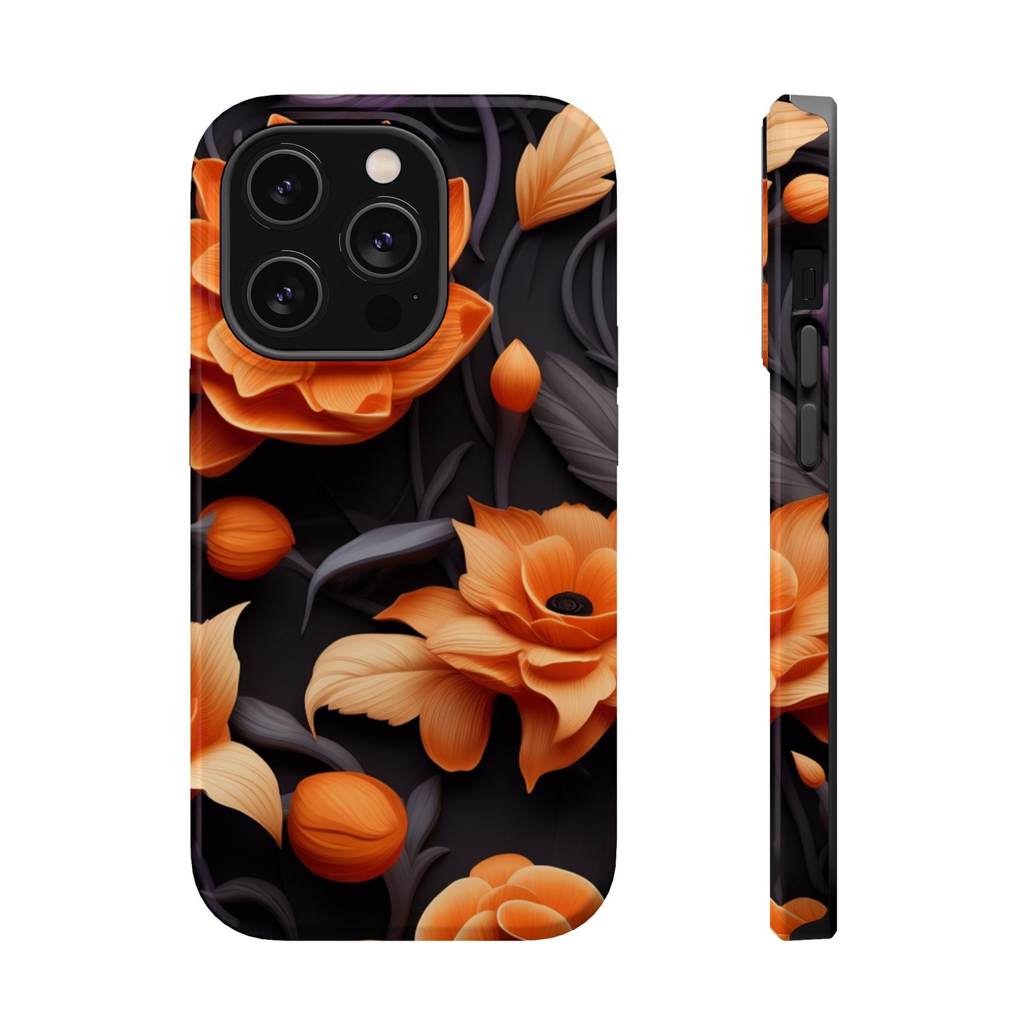 Bold Orange Floral MagSafe iPhone Case – 3D Flower Design with Wireless Charging - BOGO Cases
