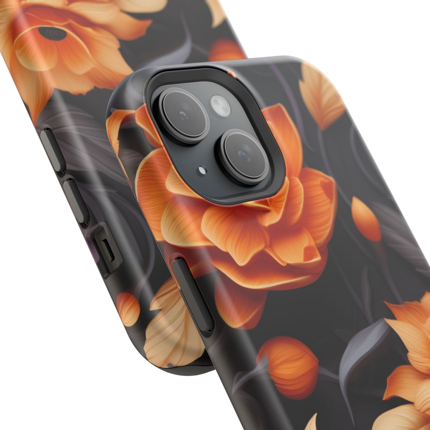 Bold Orange Floral MagSafe iPhone Case – 3D Flower Design with Wireless Charging - BOGO Cases