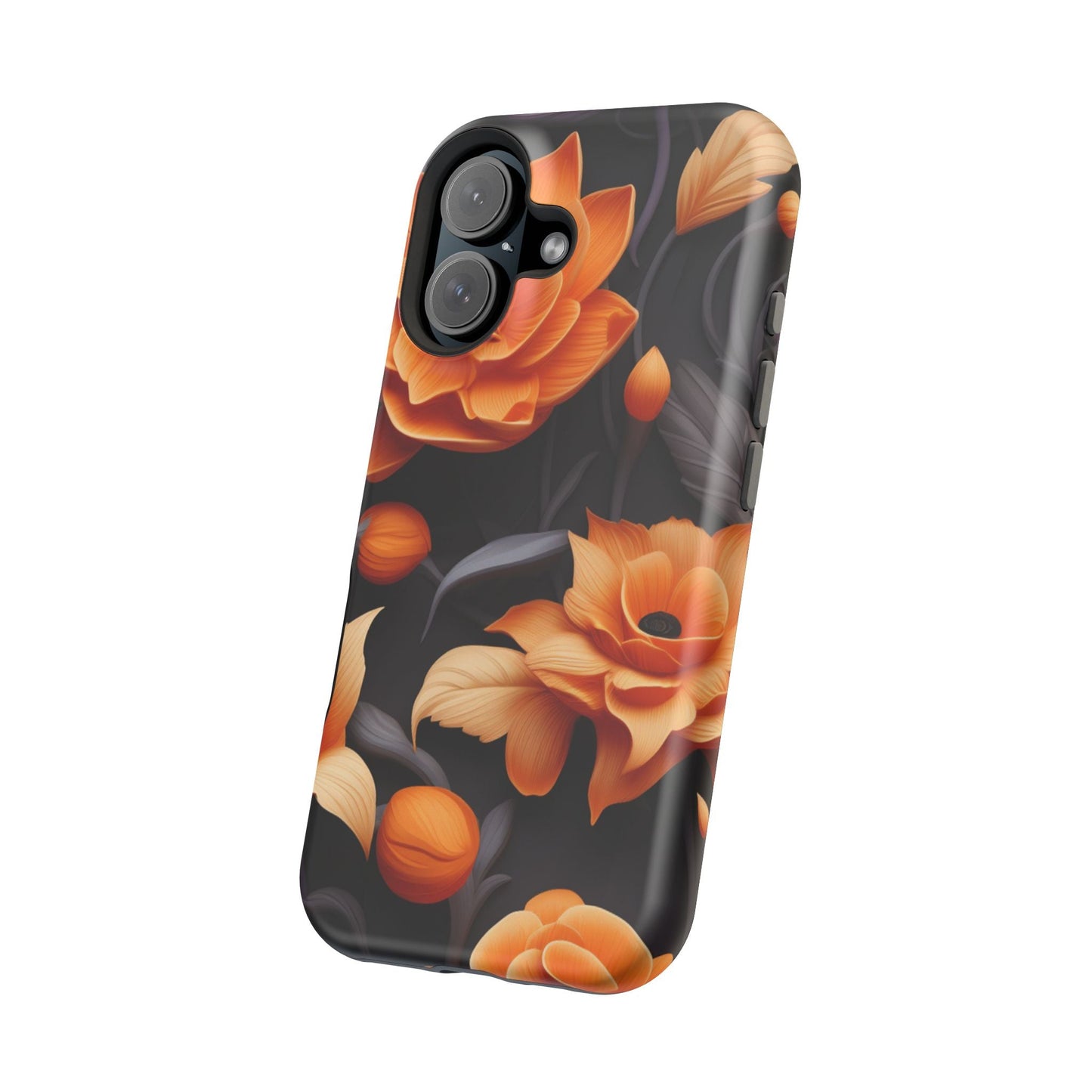 Bold Orange Floral MagSafe iPhone Case – 3D Flower Design with Wireless Charging - BOGO Cases