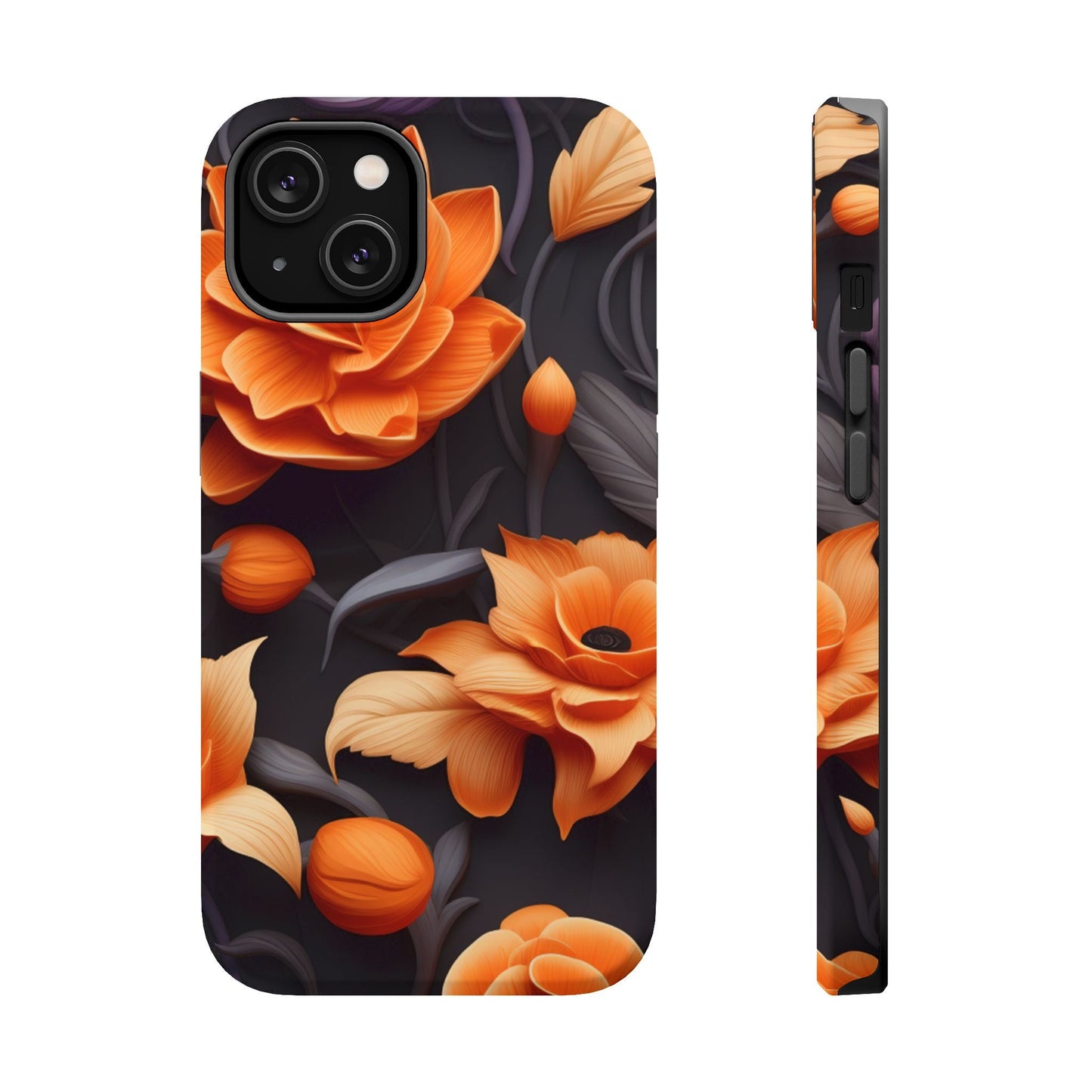 Bold Orange Floral MagSafe iPhone Case – 3D Flower Design with Wireless Charging - BOGO Cases