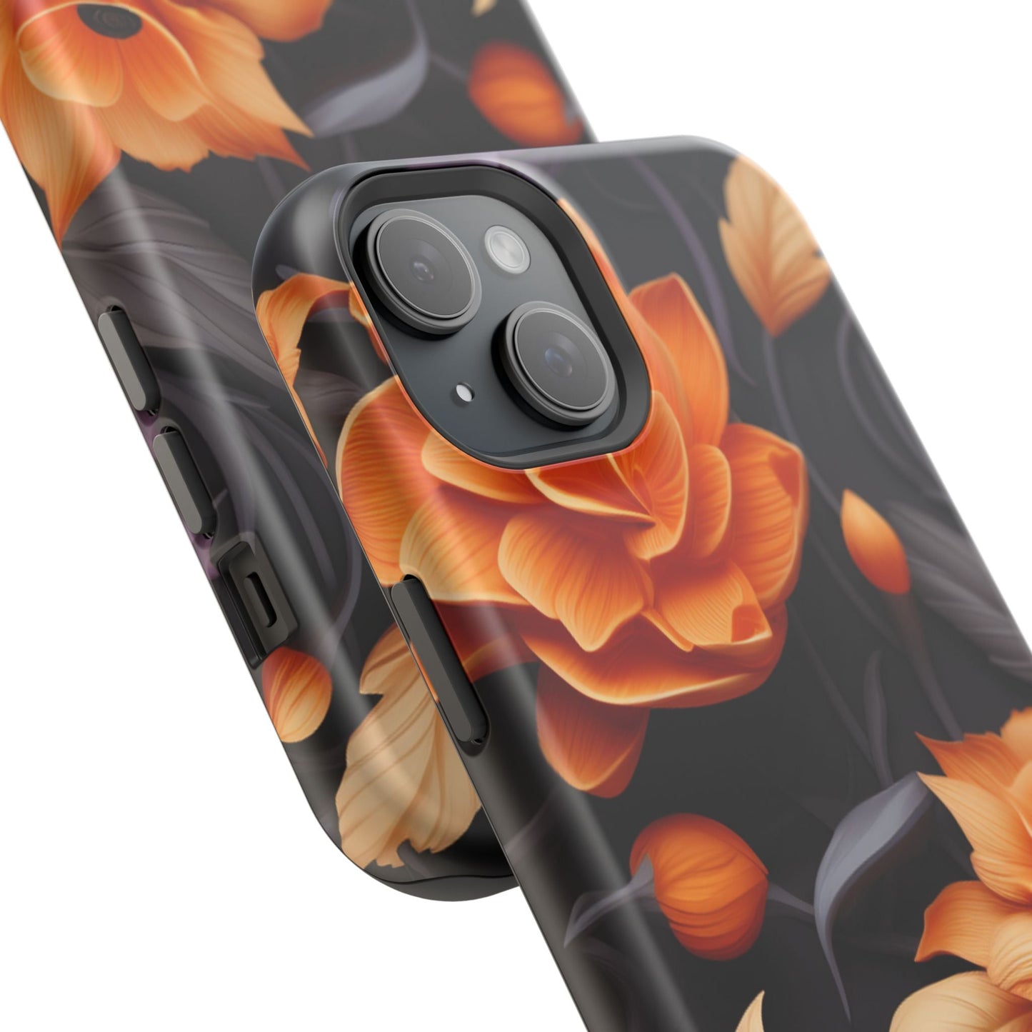 Bold Orange Floral MagSafe iPhone Case – 3D Flower Design with Wireless Charging - BOGO Cases