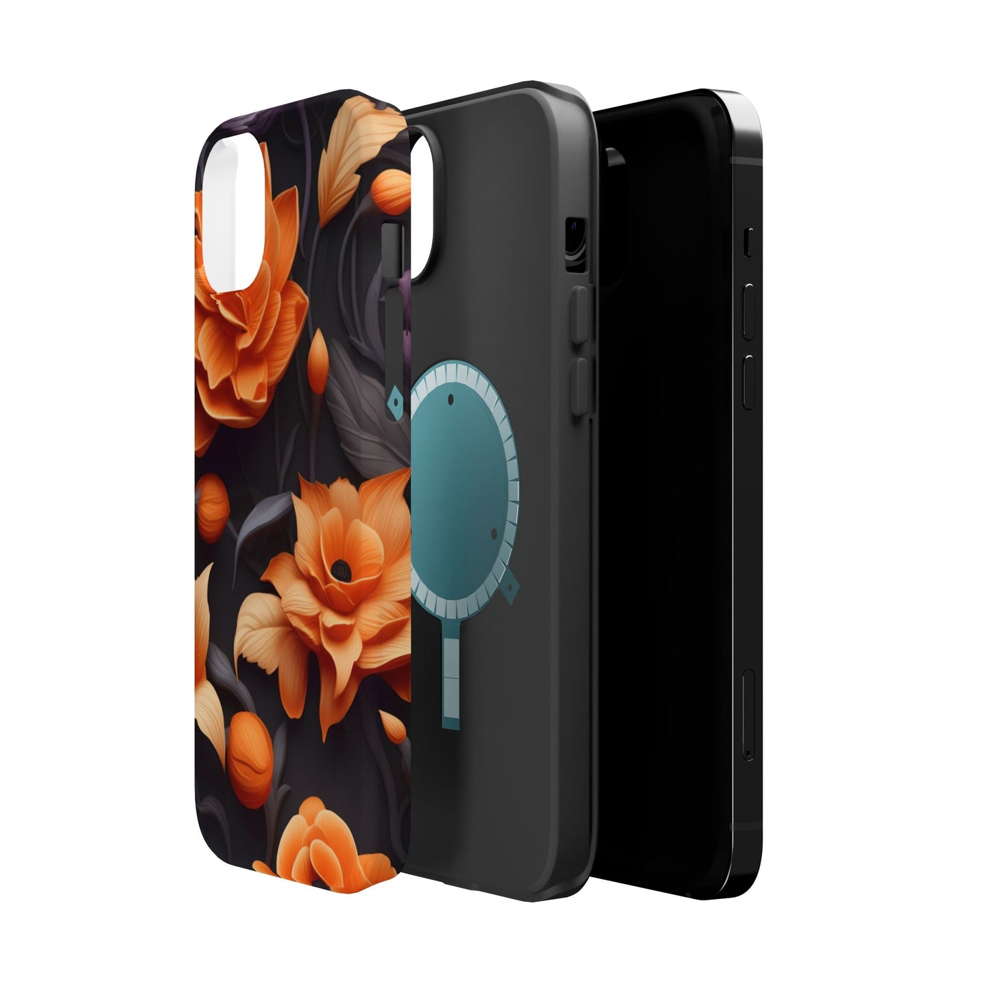Bold Orange Floral MagSafe iPhone Case – 3D Flower Design with Wireless Charging - BOGO Cases