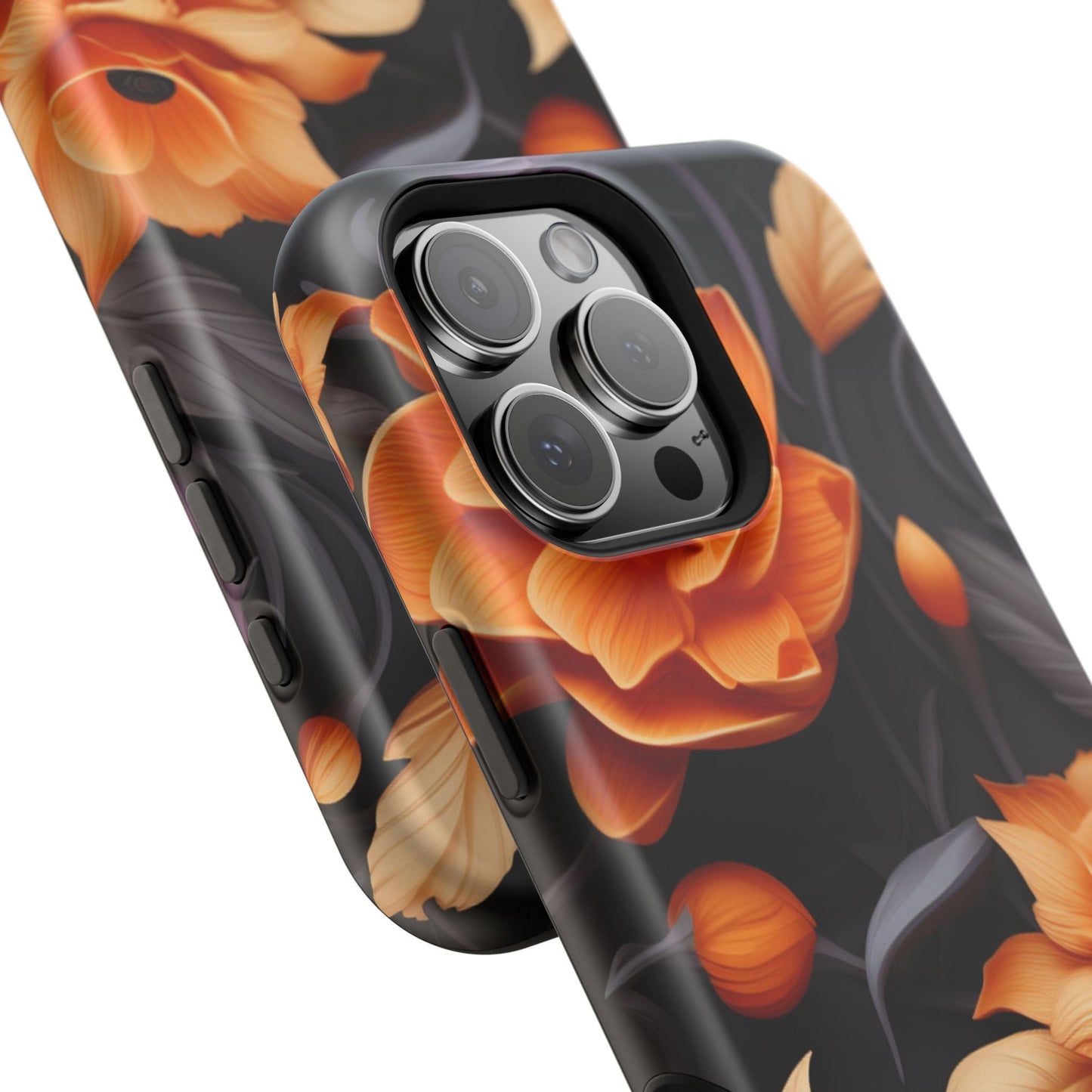 Bold Orange Floral MagSafe iPhone Case – 3D Flower Design with Wireless Charging - BOGO Cases