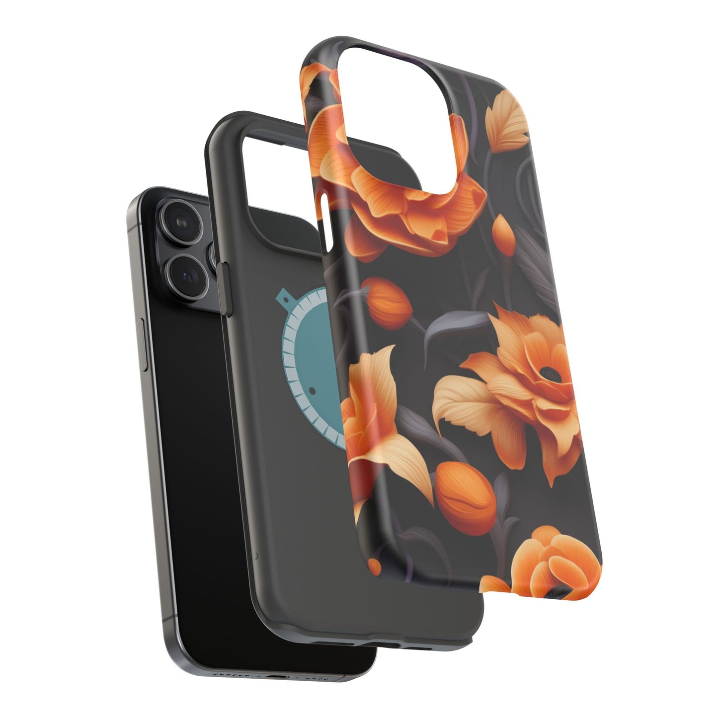 Bold Orange Floral MagSafe iPhone Case – 3D Flower Design with Wireless Charging - BOGO Cases