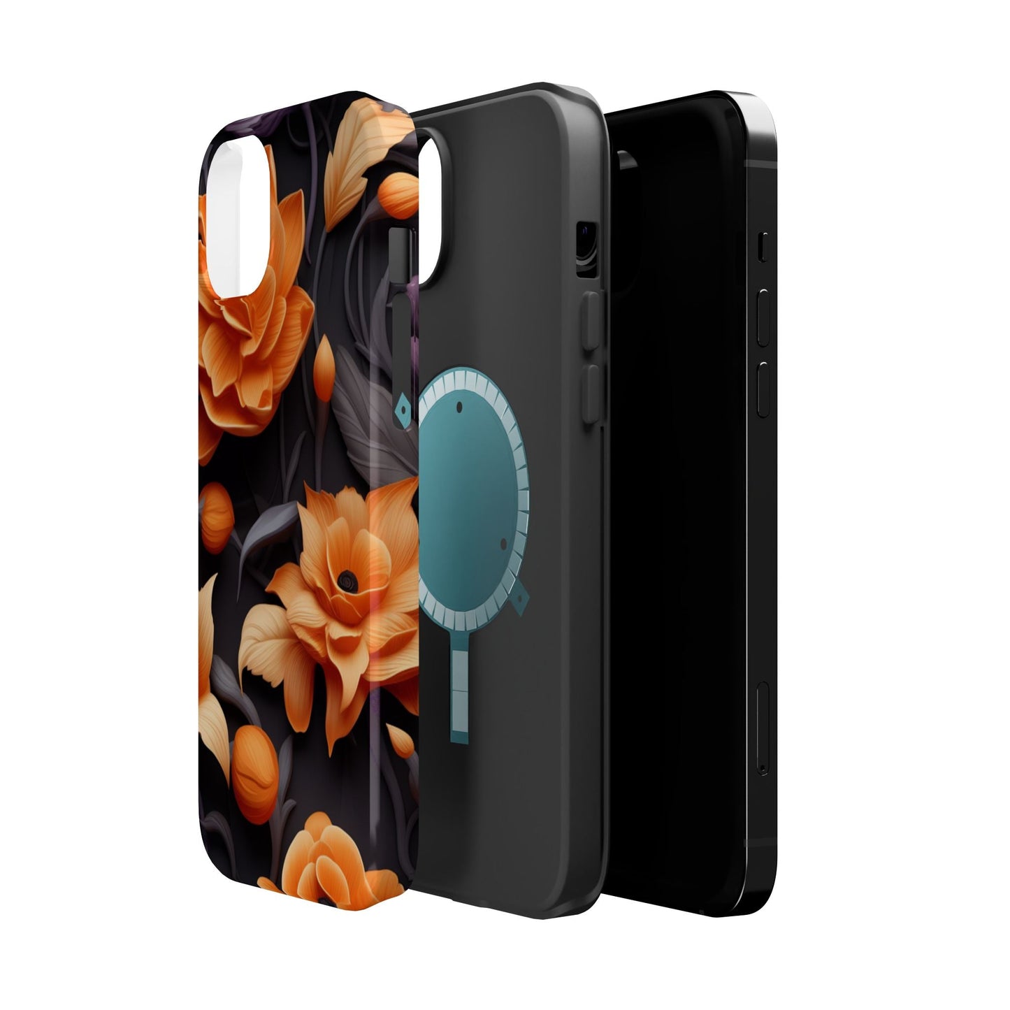 Bold Orange Floral MagSafe iPhone Case – 3D Flower Design with Wireless Charging - BOGO Cases