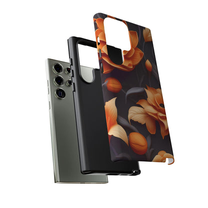 Bold Orange Floral Samsung Galaxy Case – Elegant 3D Flower Design on Black - BOGO Cases