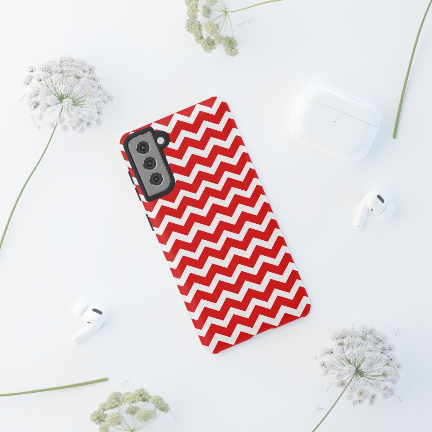 Bold Red & White Chevron – Modern Geometric Samsung Galaxy Case - BOGO Cases