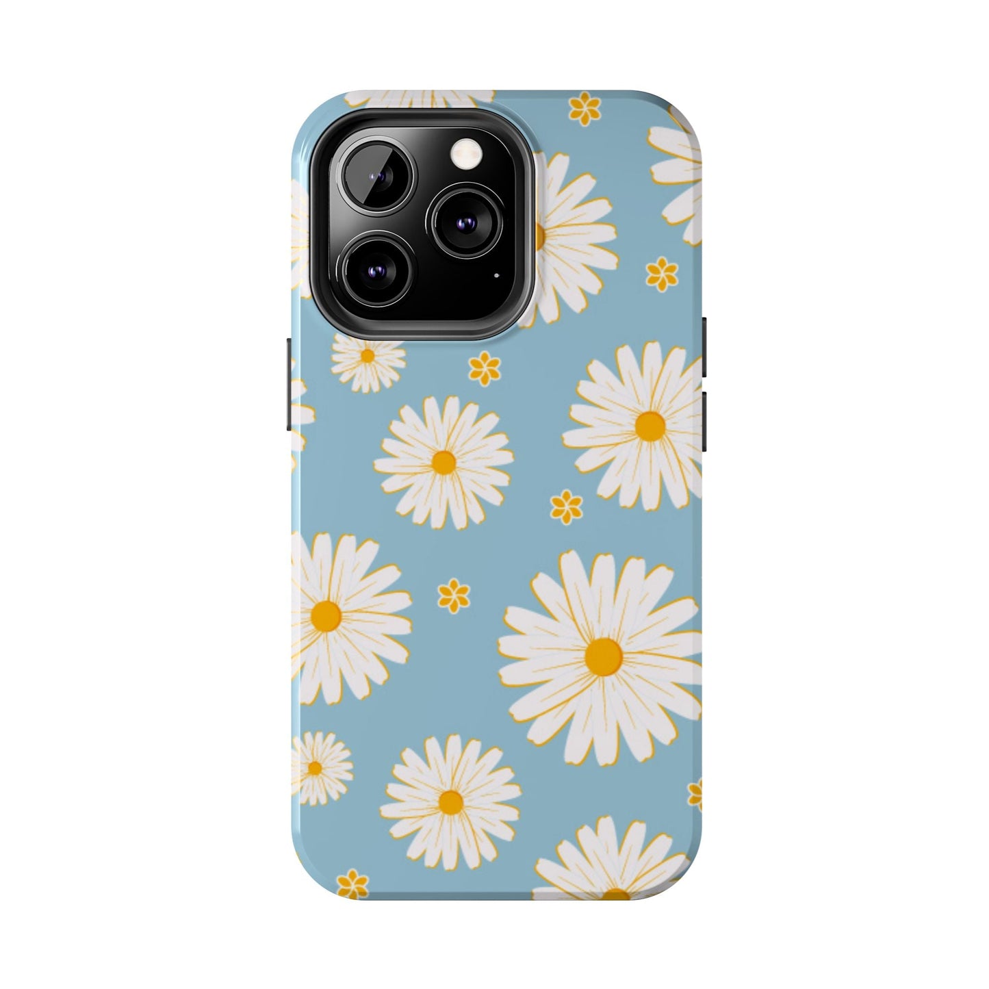 Bright Daisy iPhone Case – Light Blue Background, Shockproof and Slim Design - BOGO Cases