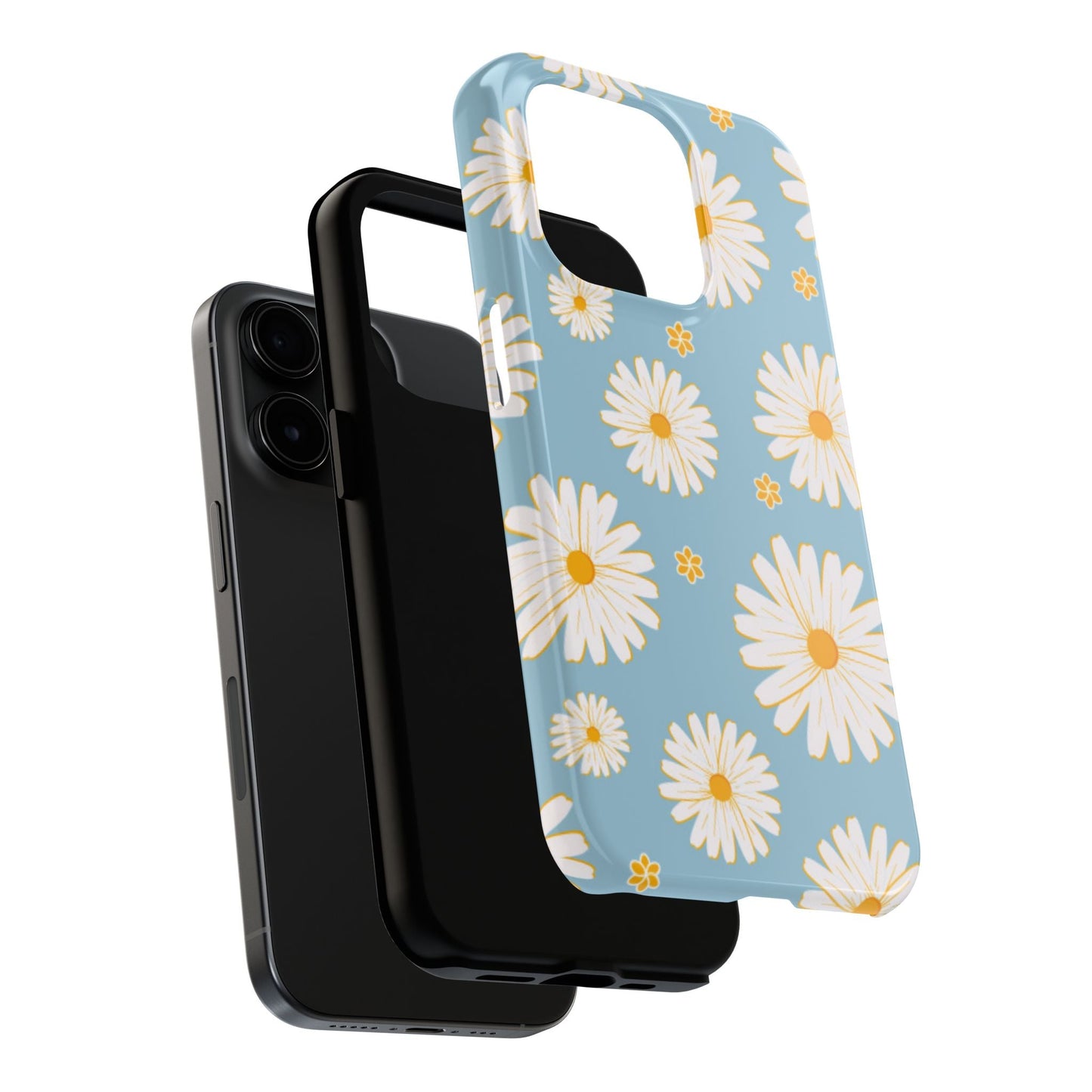 Bright Daisy iPhone Case – Light Blue Background, Shockproof and Slim Design - BOGO Cases