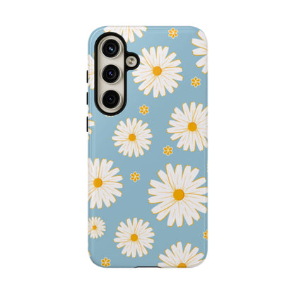 Bright Daisy Samsung Galaxy Case – Light Blue Background, Shockproof and Slim Design - BOGO Cases