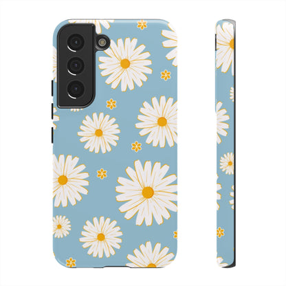 Bright Daisy Samsung Galaxy Case – Light Blue Background, Shockproof and Slim Design - BOGO Cases