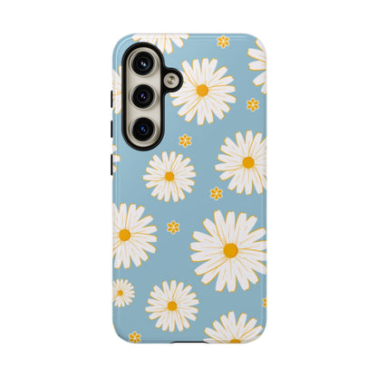 Bright Daisy Samsung Galaxy Case – Light Blue Background, Shockproof and Slim Design - BOGO Cases