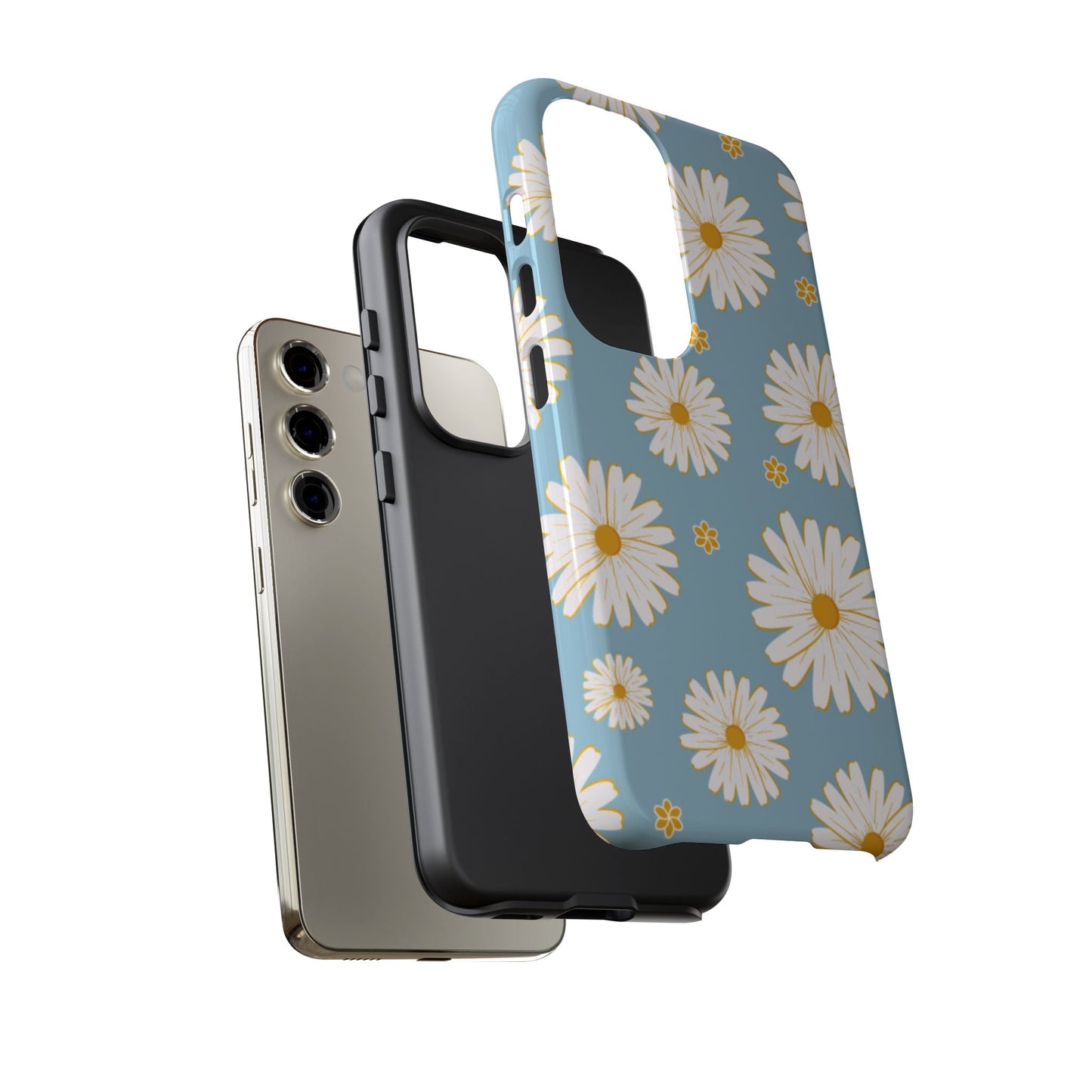 Bright Daisy Samsung Galaxy Case – Light Blue Background, Shockproof and Slim Design - BOGO Cases