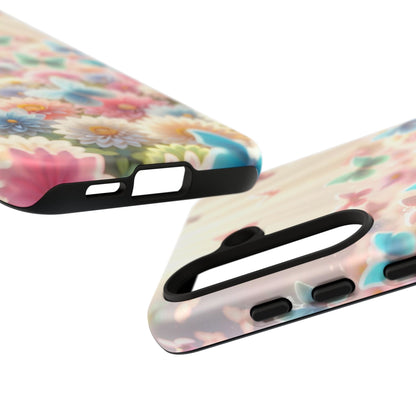 Butterfly Blossom Samsung Case - Pastel Floral Protective Cover - BOGO Cases