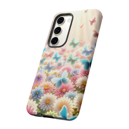 Butterfly Blossom Samsung Case - Pastel Floral Protective Cover - BOGO Cases