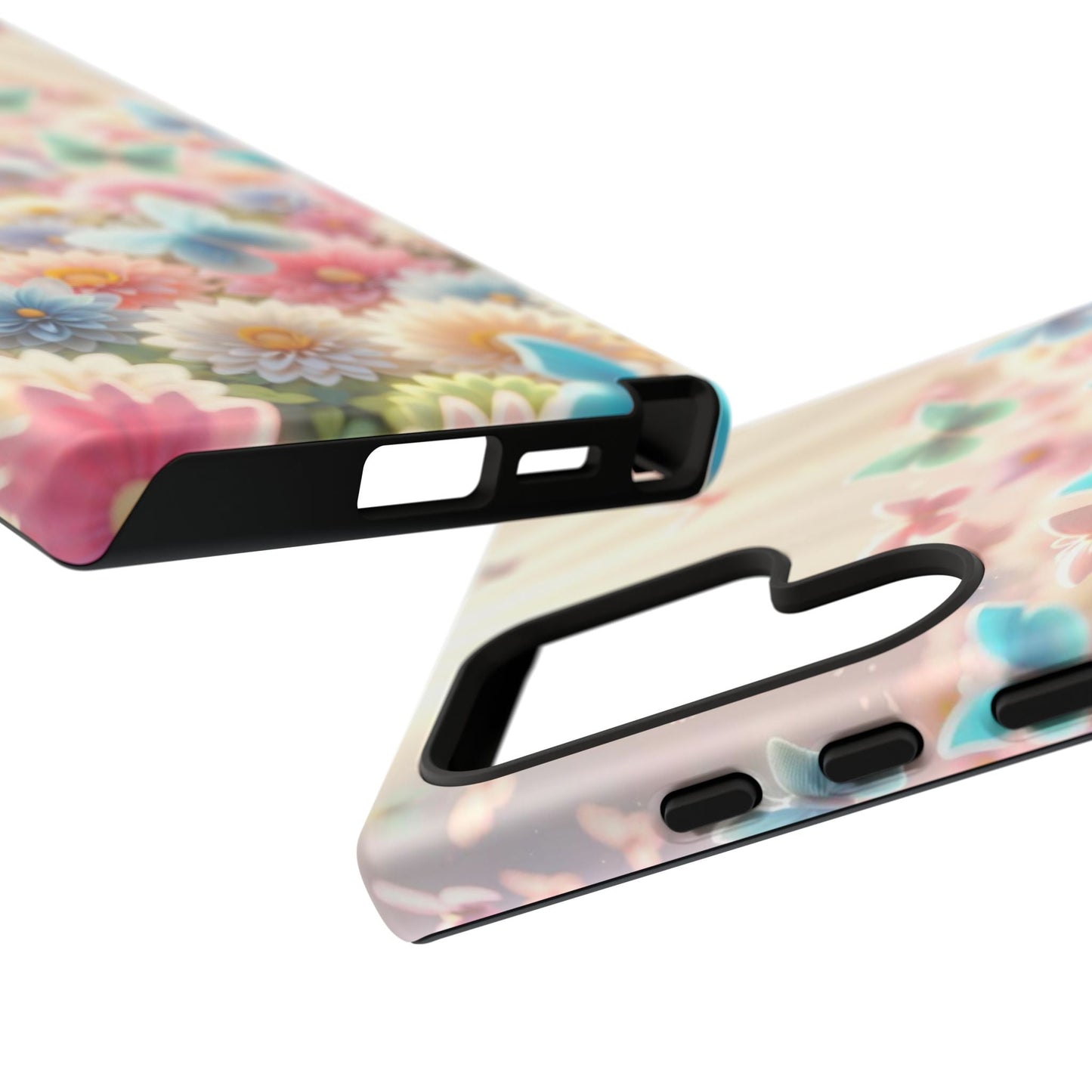 Butterfly Blossom Samsung Case - Pastel Floral Protective Cover - BOGO Cases