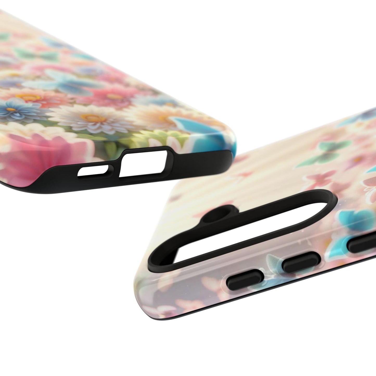 Butterfly Blossom Samsung Case - Pastel Floral Protective Cover - BOGO Cases