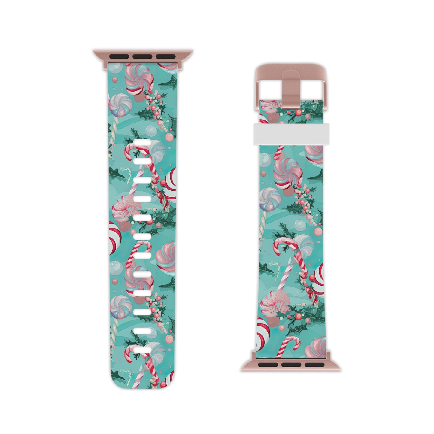 Candy Cane & Peppermint Holiday Delight Apple Watch Band - BOGO Cases