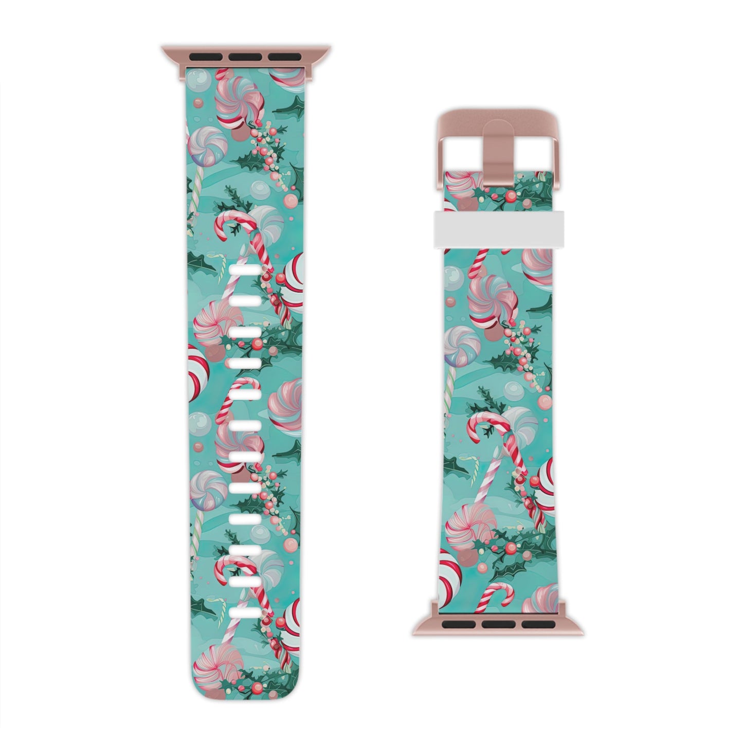 Candy Cane & Peppermint Holiday Delight Apple Watch Band - BOGO Cases