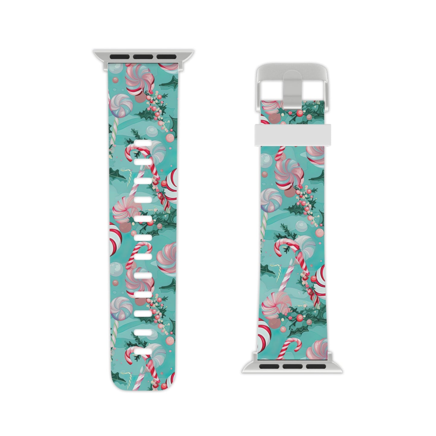 Candy Cane & Peppermint Holiday Delight Apple Watch Band - BOGO Cases