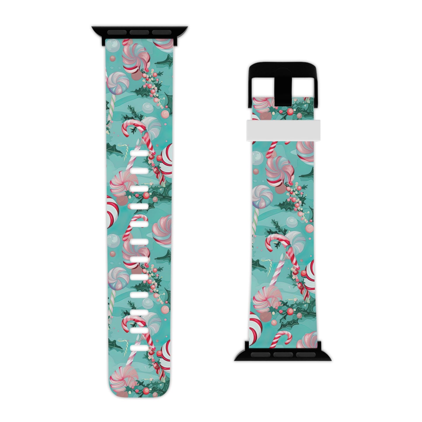 Candy Cane & Peppermint Holiday Delight Apple Watch Band - BOGO Cases