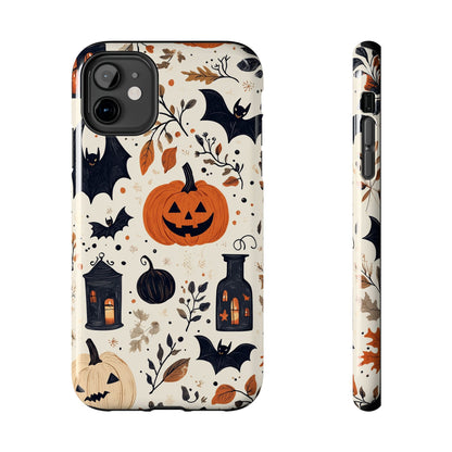 Charming Halloween iPhone Case – Pumpkin, Bats, and Spooky Lantern Design - BOGO Cases