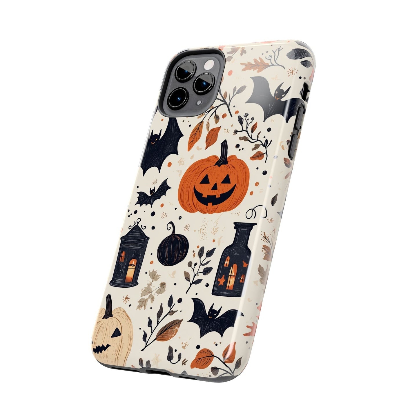 Charming Halloween iPhone Case – Pumpkin, Bats, and Spooky Lantern Design - BOGO Cases