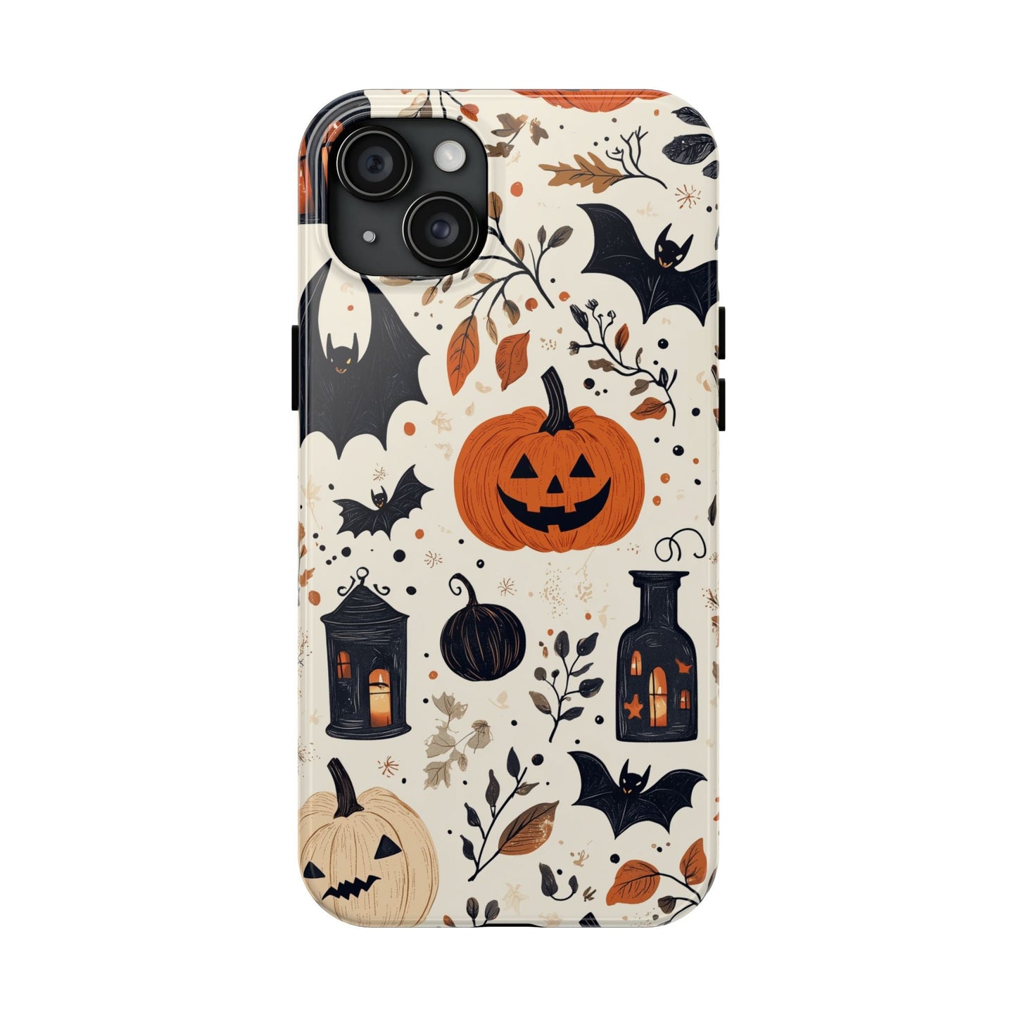 Charming Halloween iPhone Case – Pumpkin, Bats, and Spooky Lantern Design - BOGO Cases