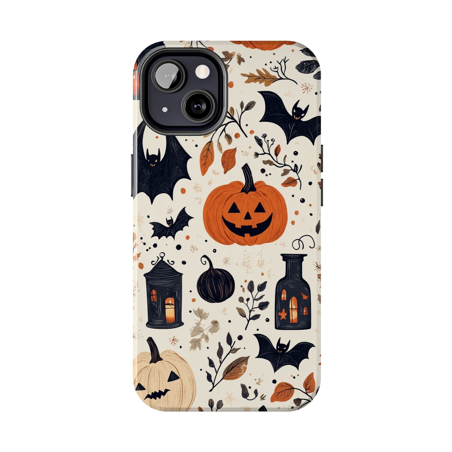 Charming Halloween iPhone Case – Pumpkin, Bats, and Spooky Lantern Design - BOGO Cases