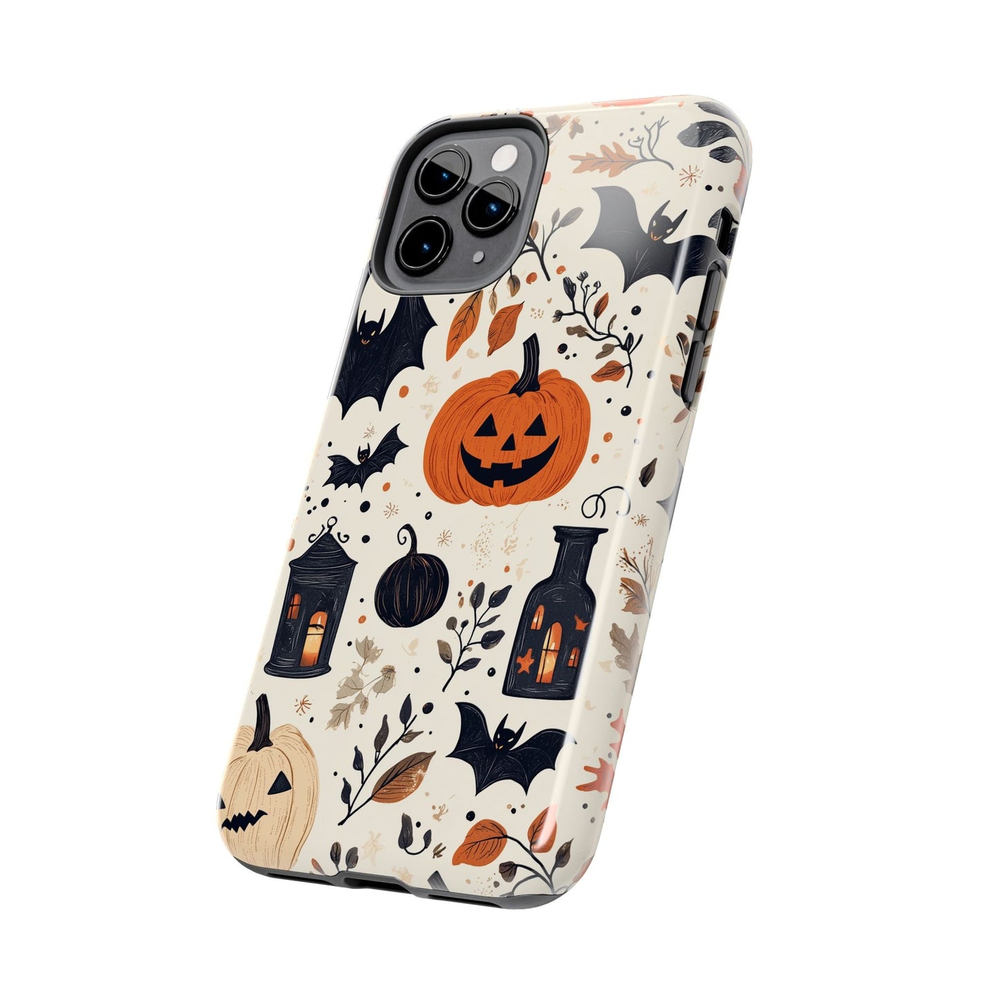 Charming Halloween iPhone Case – Pumpkin, Bats, and Spooky Lantern Design - BOGO Cases