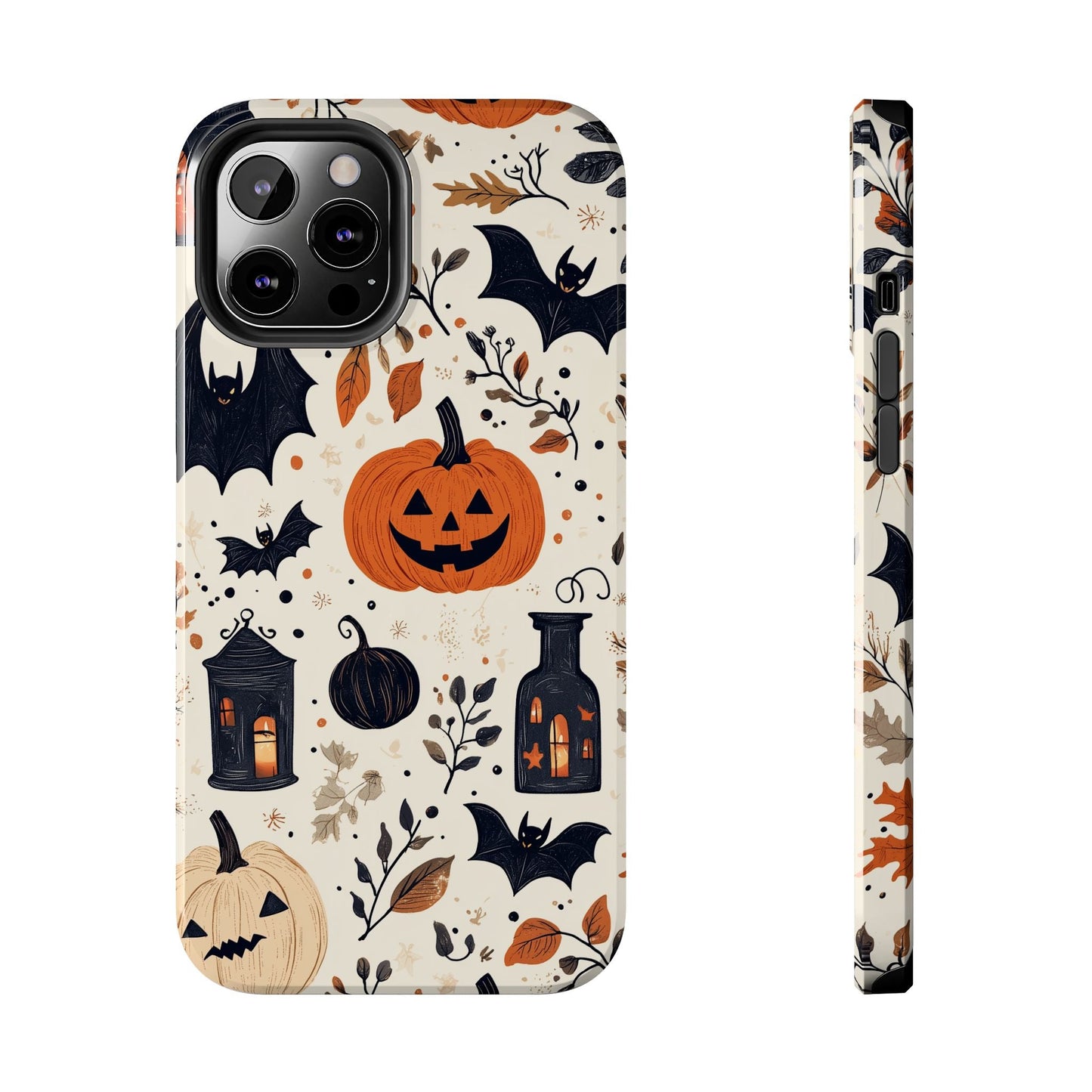 Charming Halloween iPhone Case – Pumpkin, Bats, and Spooky Lantern Design - BOGO Cases