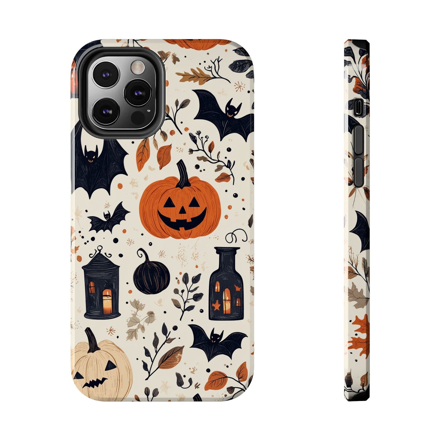 Charming Halloween iPhone Case – Pumpkin, Bats, and Spooky Lantern Design - BOGO Cases