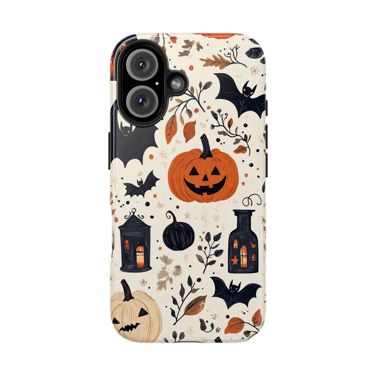 Charming Halloween iPhone Case – Pumpkin, Bats, and Spooky Lantern Design - BOGO Cases