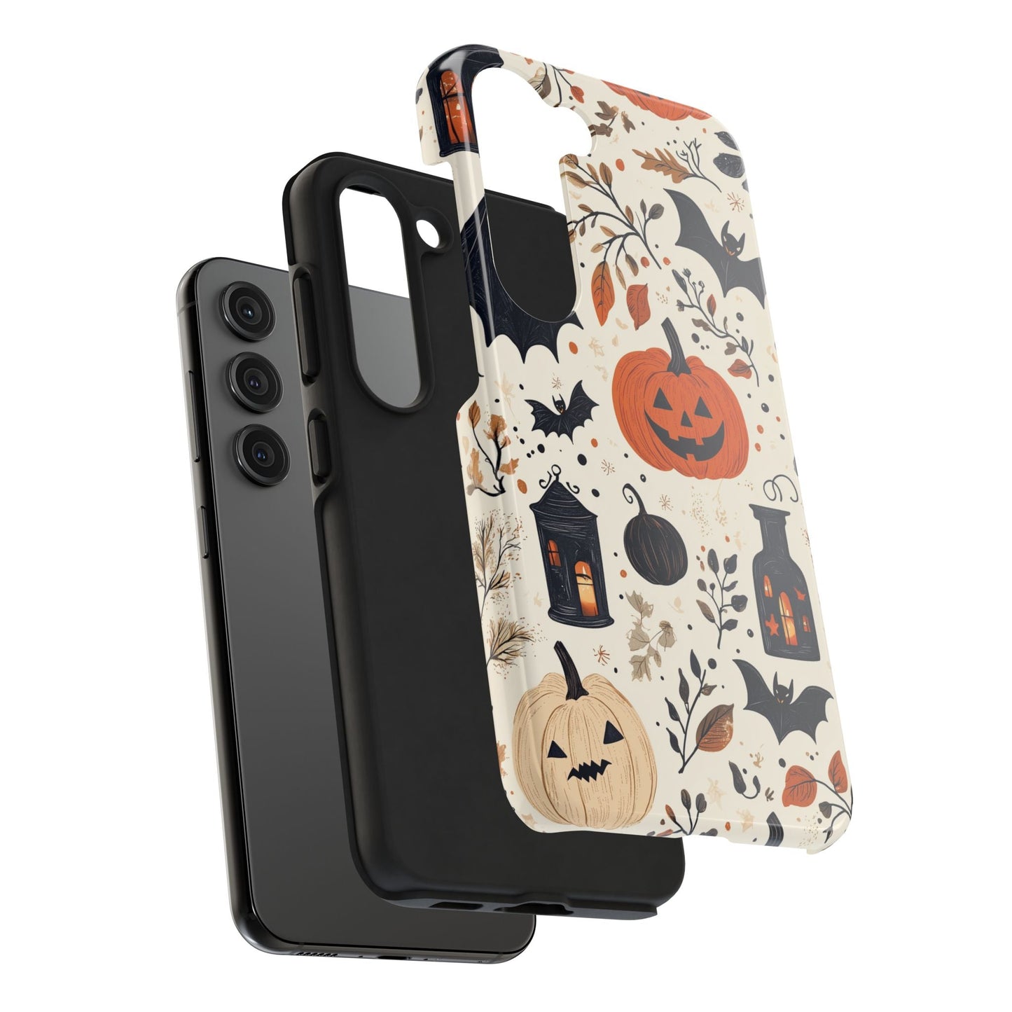 Charming Halloween iPhone Case – Pumpkin, Bats, and Spooky Lantern Design - BOGO Cases