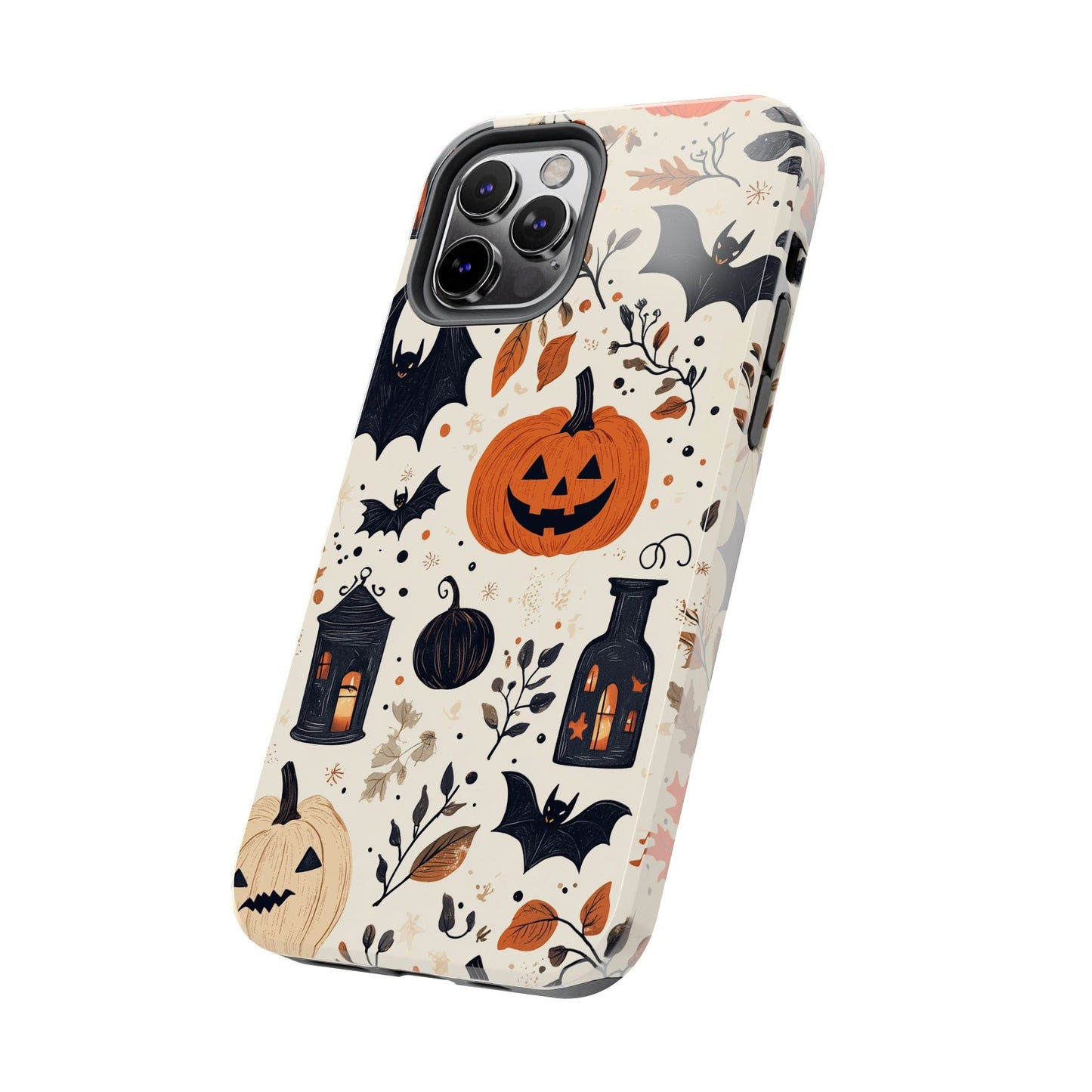 Charming Halloween iPhone Case – Pumpkin, Bats, and Spooky Lantern Design - BOGO Cases