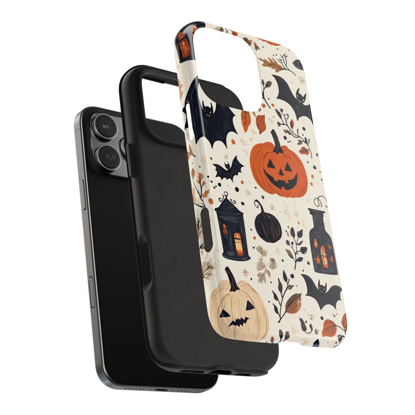 Charming Halloween iPhone Case – Pumpkin, Bats, and Spooky Lantern Design - BOGO Cases