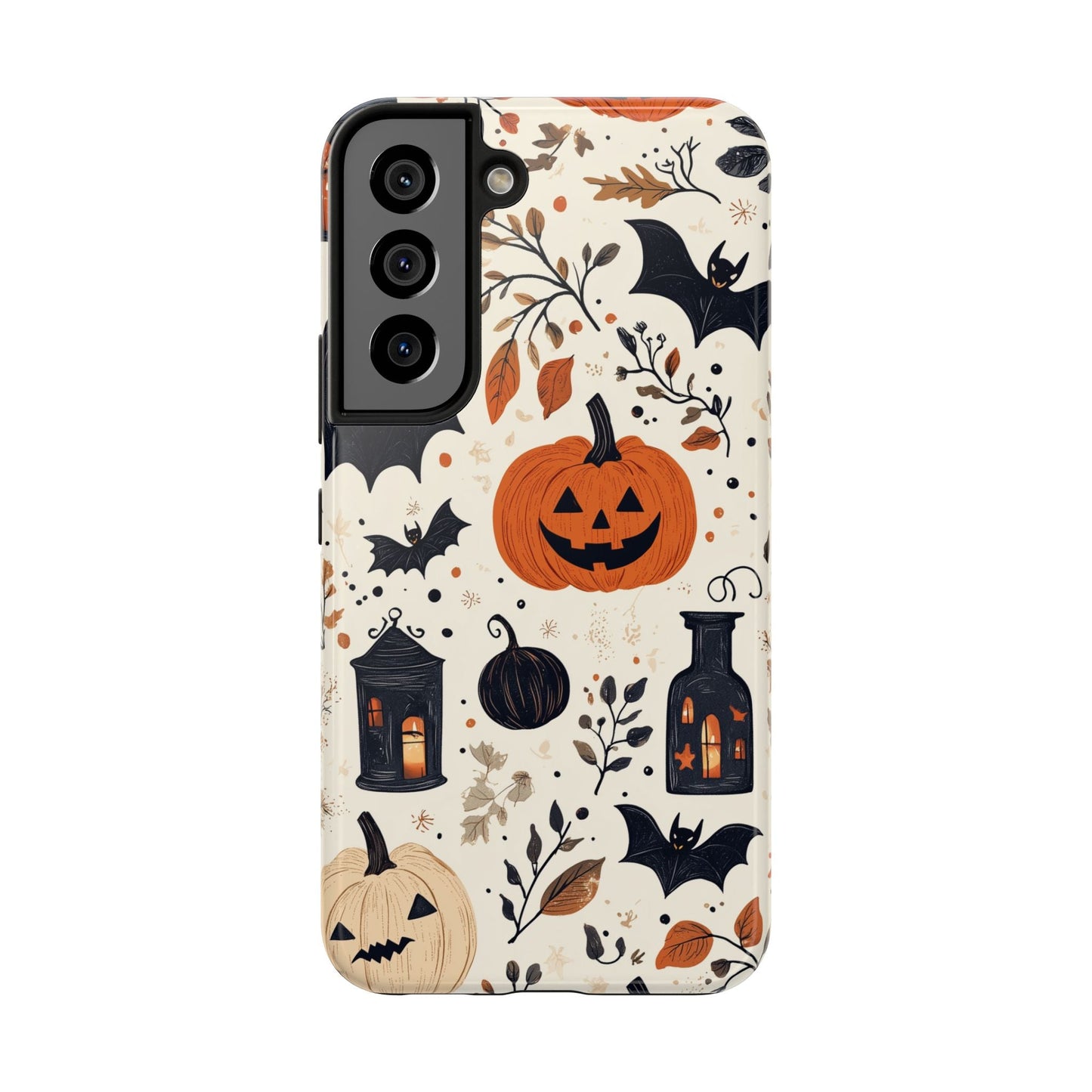 Charming Halloween iPhone Case – Pumpkin, Bats, and Spooky Lantern Design - BOGO Cases