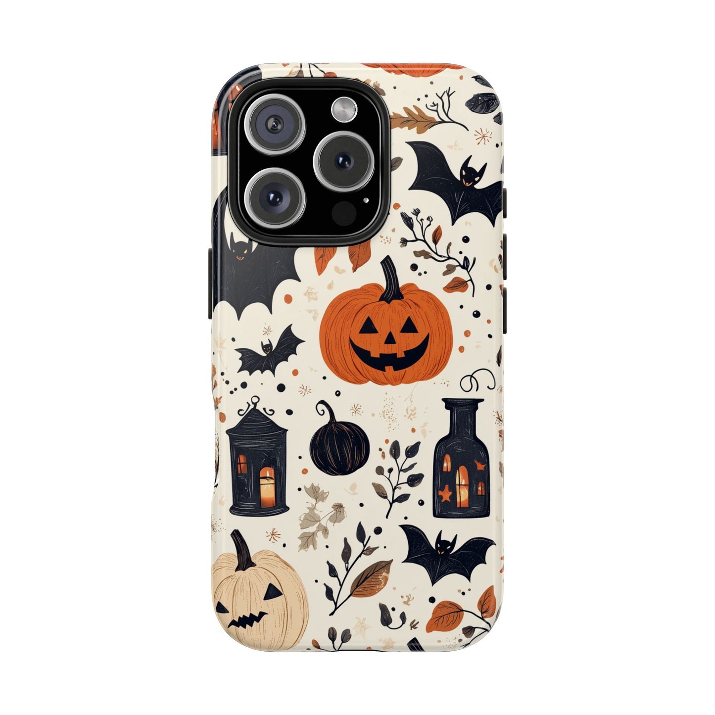 Charming Halloween iPhone Case – Pumpkin, Bats, and Spooky Lantern Design - BOGO Cases