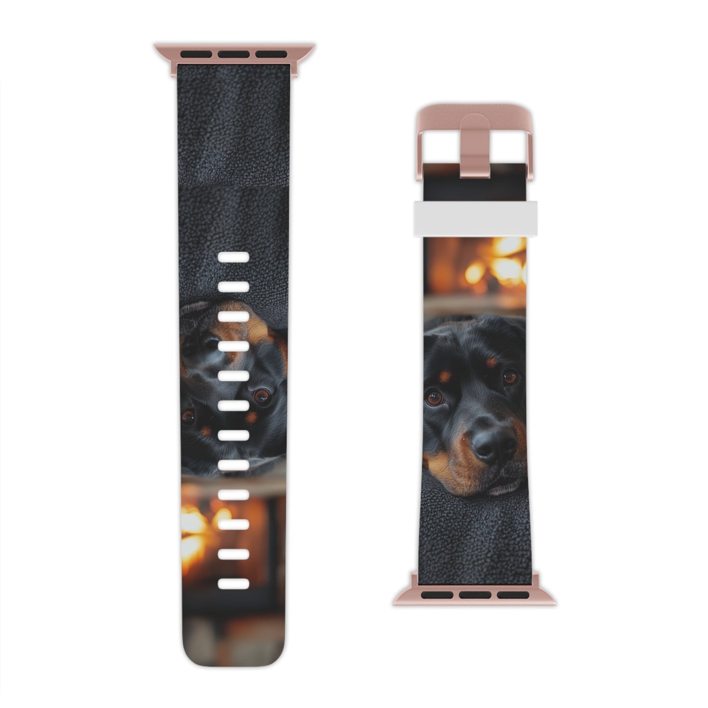  Charming Rottweiler by the Fireplace Apple Watch Band - BOGO Cases