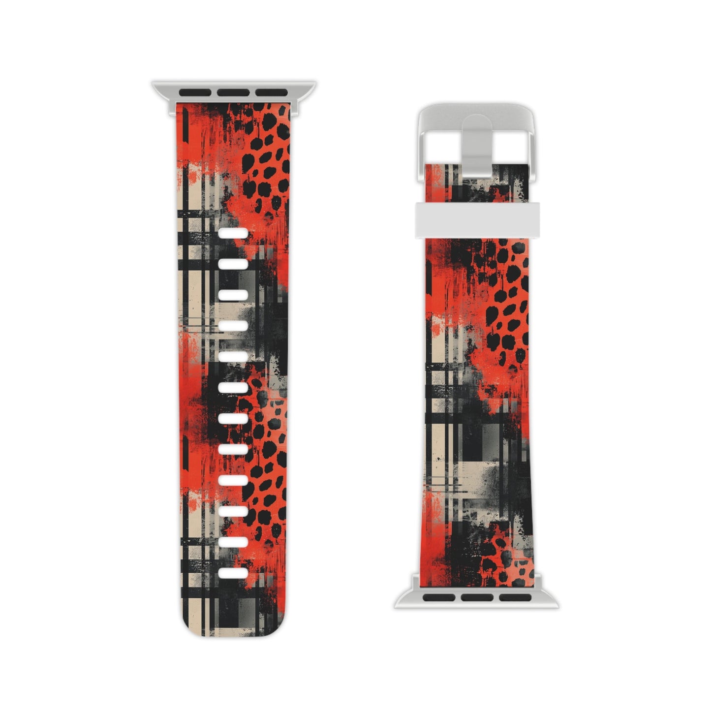 Cheetah Plaid Red & Black Pattern Apple Watch Band - BOGO Cases