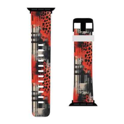 Cheetah Plaid Red & Black Pattern Apple Watch Band - BOGO Cases