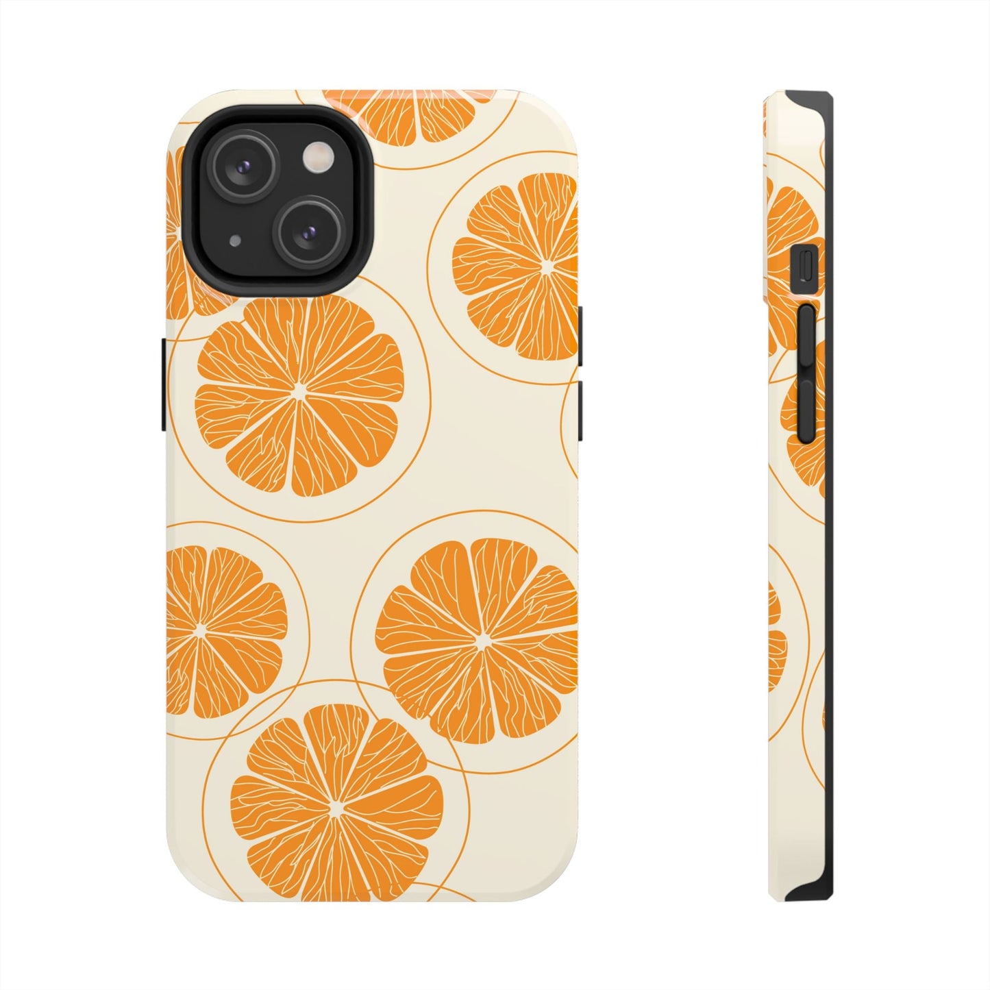 Citrus Burst Pattern Tough iPhone Case – Bold Orange Design, Shockproof Protection - BOGO Cases