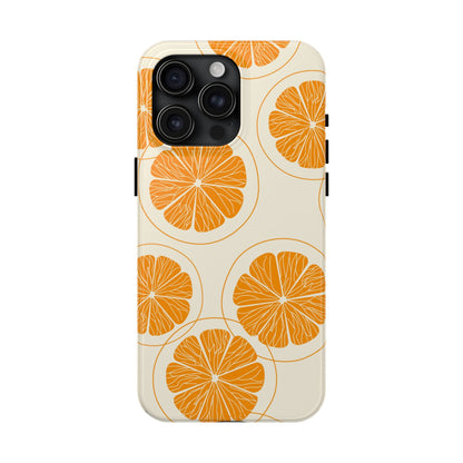 Citrus Burst Pattern Tough iPhone Case – Bold Orange Design, Shockproof Protection - BOGO Cases