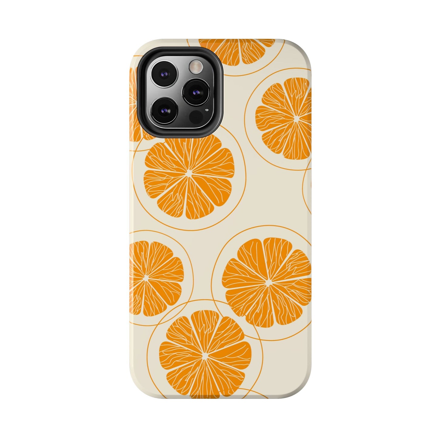 Citrus Burst Pattern Tough iPhone Case – Bold Orange Design, Shockproof Protection - BOGO Cases