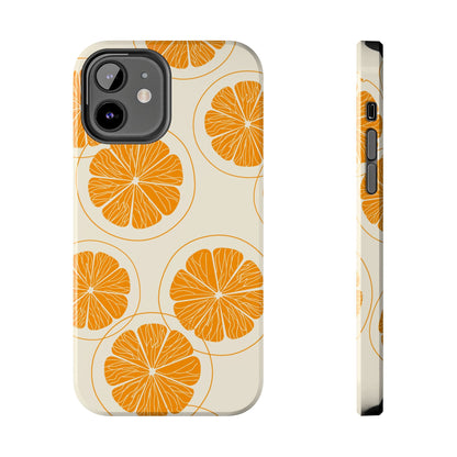 Citrus Burst Pattern Tough iPhone Case – Bold Orange Design, Shockproof Protection - BOGO Cases