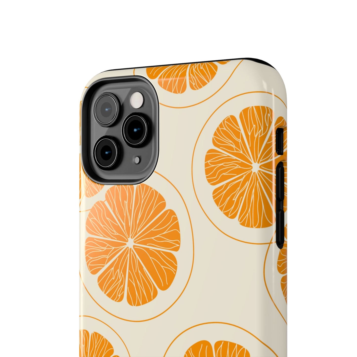 Citrus Burst Pattern Tough iPhone Case – Bold Orange Design, Shockproof Protection - BOGO Cases